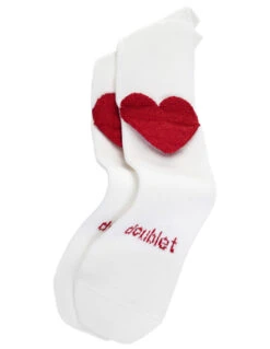 DoubletRed Heart Heel Socks - White