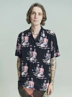 Endless JoyTencel Wave After Wave Short Sleeve Shirt - Black