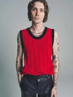 Ernest W. BakerCable Knit Tank Top - Red
