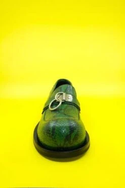 Martine RoseFaux Snake Leather Bulb Toe - Green -Patagonia Clothing Shop Green Faux Snake Leather Bulb Toe Ring Loafer 20230317003004 1