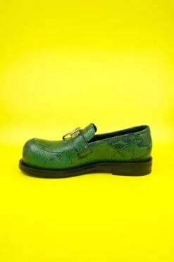 Martine RoseFaux Snake Leather Bulb Toe - Green -Patagonia Clothing Shop Green Faux Snake Leather Bulb Toe Ring Loafer 20230317003004