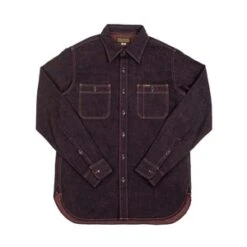 Iron Heart10oz Selvedge Denim Work Shirt - Indigo Overdyed Red