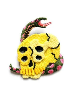 KapitalRain Skul 3d Embroidered Pin - Yellow