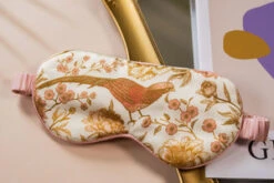 MurakiMURAKI 100% MULBERRY SILK EYE MASK - PEARL PINK BIRD PRINTED