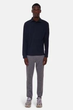 Blue&CreamOrganic Long Sleeve Polo - Navy