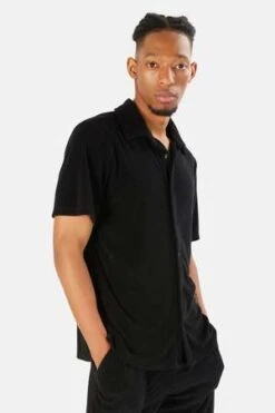 Blue&CreamPool Terry Short Sleeve Buttondown - Black -Patagonia Clothing Shop Pool Terry Short Sleeve Buttondown Black 20220819194659 1