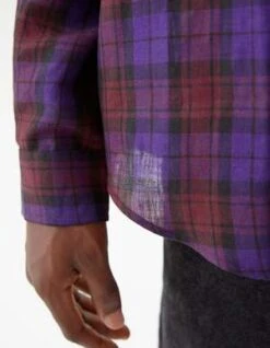 Schnayderman'sNon-Binary Linen Shirt - Purple Check -Patagonia Clothing Shop Shirt Non Binary Linen Purple Check 20230405174922