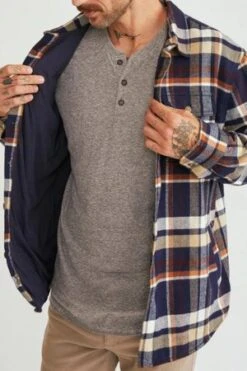 Marine LayerSignature Lined Camping Shirt - Navy/Brown Plaid -Patagonia Clothing Shop Signature Lined Camping Shirt 20231101174024 2