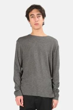 Blue&CreamSlub Long Sleeve Tee - Charcoal Heather