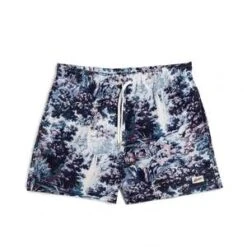 BatherWaterfall Foliage Swim Trunks - Blue/Purple
